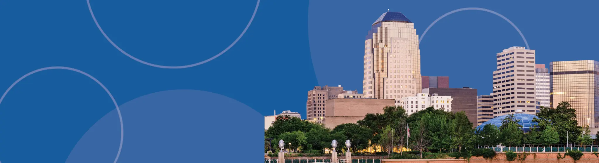 Downtown Shreveport skyline, highlighting the areas served by workers’ compensation lawyers.